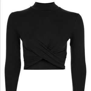 Topshop Twisted Mock Neck Crop Top